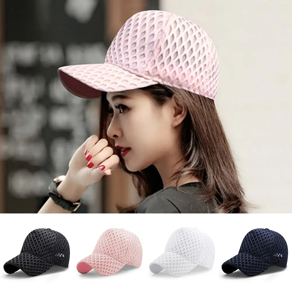 Plus Size Baseball Caps Portable Sun Protection Hollow Out Trucker Caps Breathable Mesh Visor Hat Men