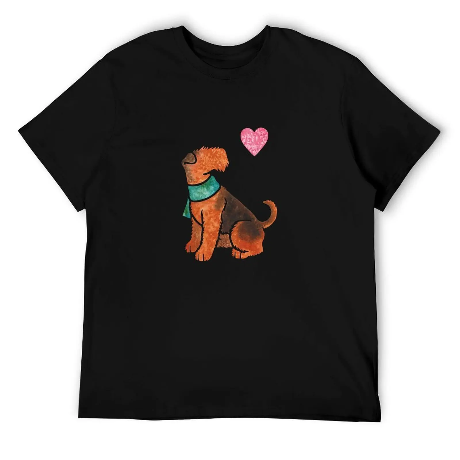 Watercolour Welsh Terrier T-Shirt t shirts for man pack white cotton tshirt 100% T-Shirt