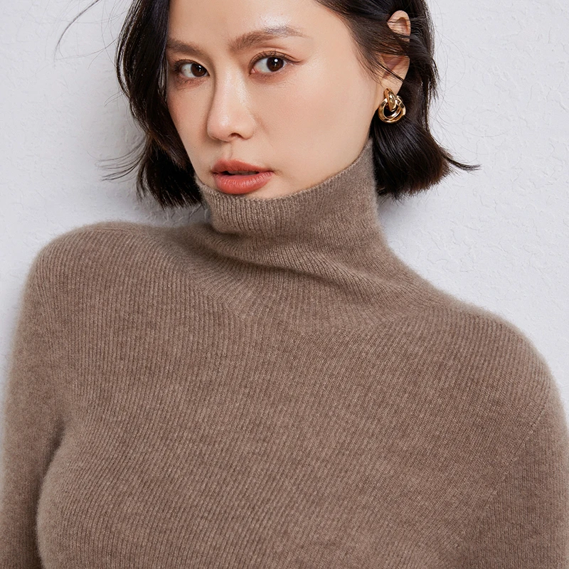 Autumn And Winter Korean Version Of The New 100% Sweater Women Lapel Solid Color Long Sleeve Pullover Bottoming Sweater Women