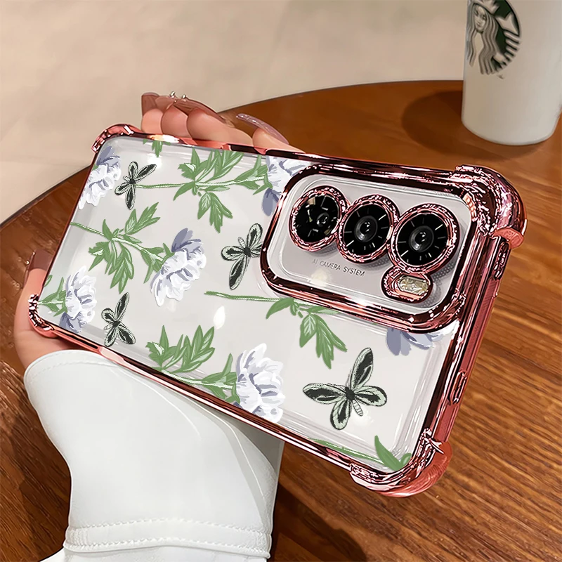 Противоударный чехол для телефона OPPO Find X8 Pro, мягкий силиконовый чехол для Find X7 Ultra, модный чехол с принтом в виде бабочек и листьев