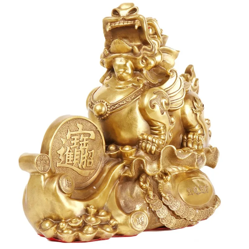 Copper Wealth Creation, a Decorative Craft Gift for Business Opening, Money Cloth Bag Pixiu