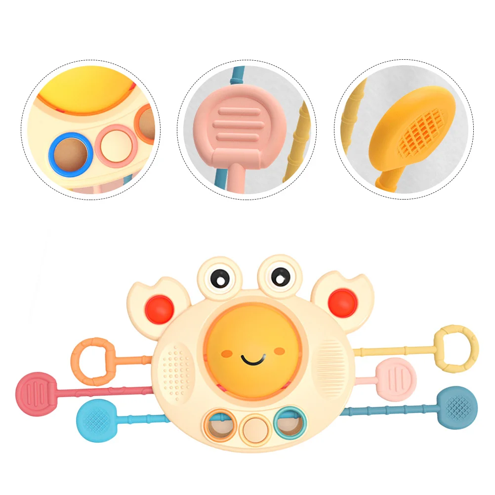 Crab Pull String Interactive Silicone Baby Sensory Teething Educational Pull String Early Learning Gift Toddler Toys