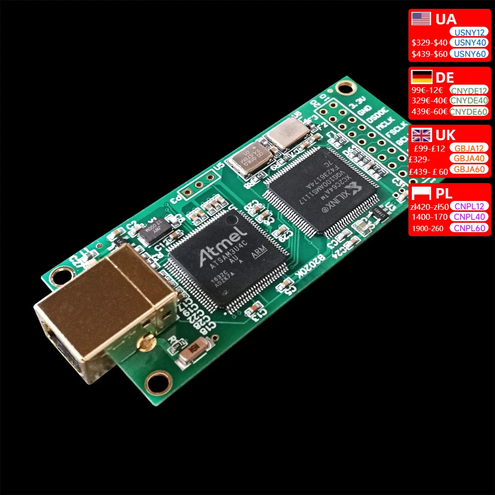 Nvarcher Italy Amanero Combo384  USB IIS digital interface C3391 Upgrade crystal oscillator supports DSD512 32bits/384khz