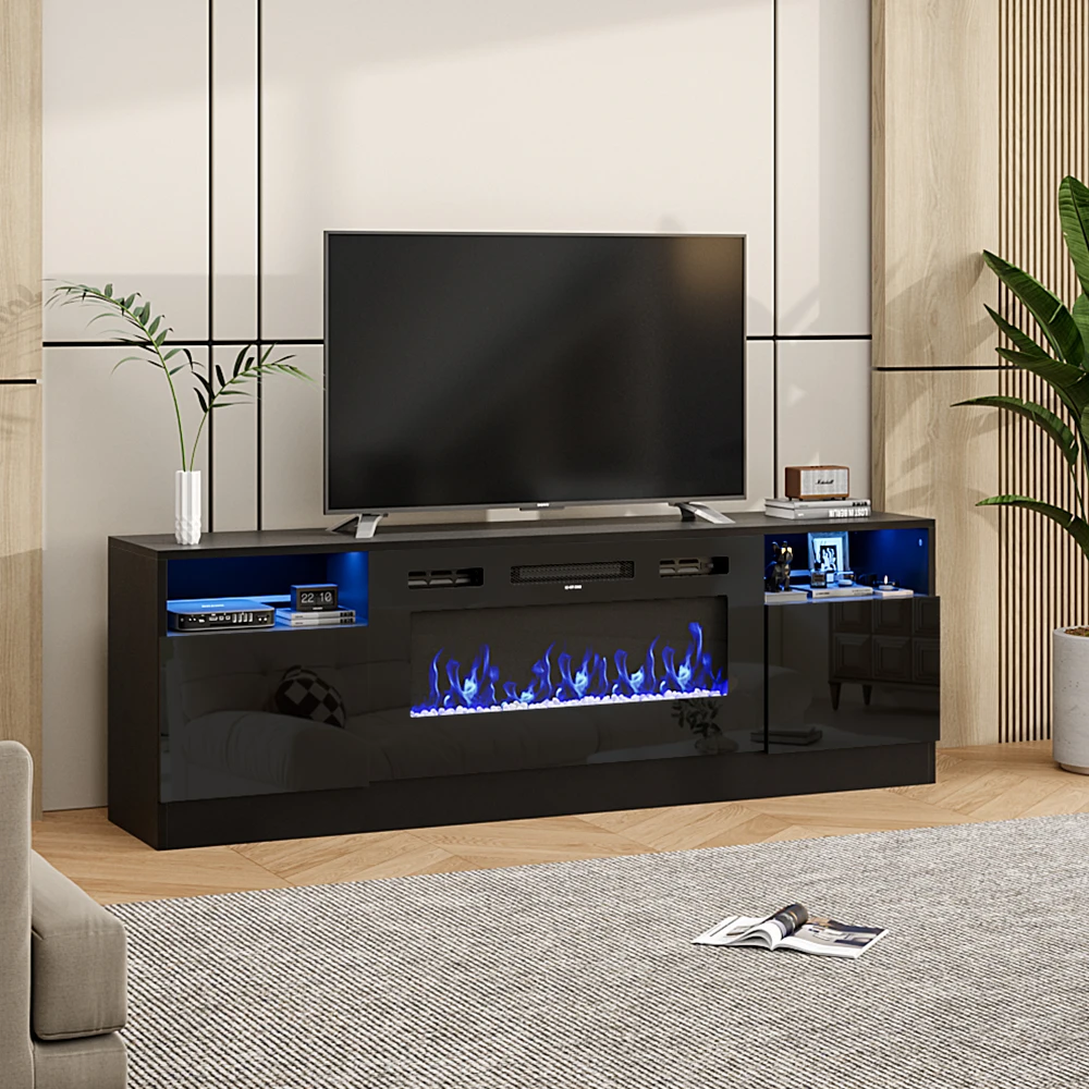 【Breeins】Recessed Electric Fireplace TV Stand with Closed Storage Home Decoration With Remote Modern