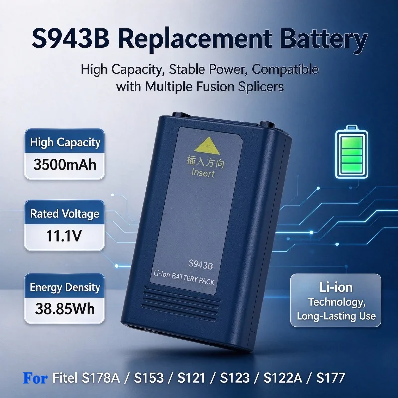 S943B 11.1V 3500mAh 38.85Wh High Capacity Li-ion Replacement Battery for Fitel S178A S153 S121 S123 S122A S177A Fusion Splicer