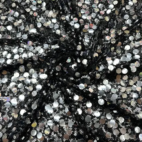 New Mesh Big Fish Scale Sequins Fabric for Shiny Glitter Evening Party Prom Wedding Dress Cloth Diy Per Yard Sewing Material