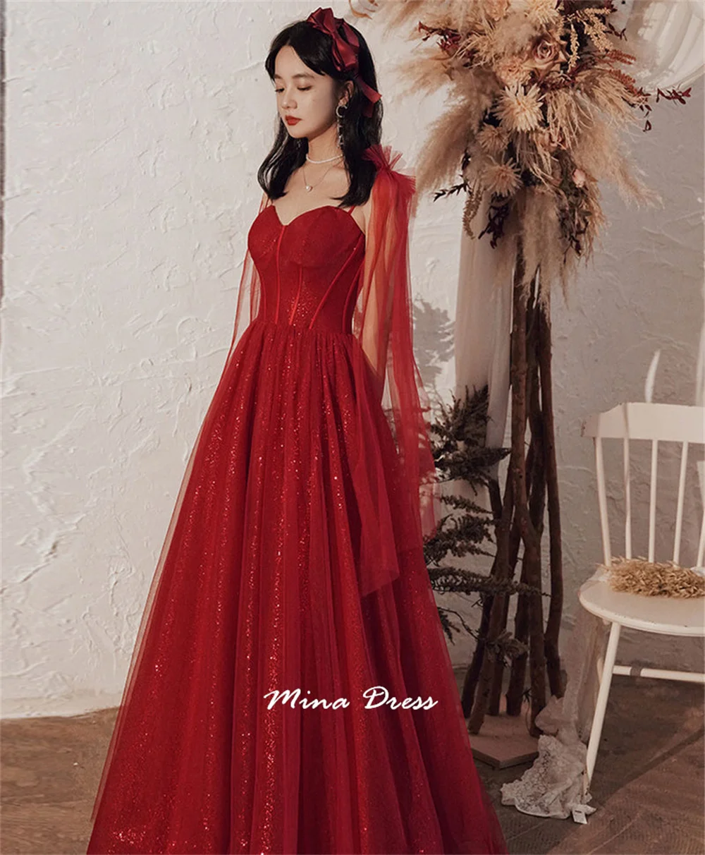 Mina mouwloze avondjurk luxe elegante bruiloftsgastjurken voor speciale gelegenheden op maat gemaakte pailletten lint achterkant