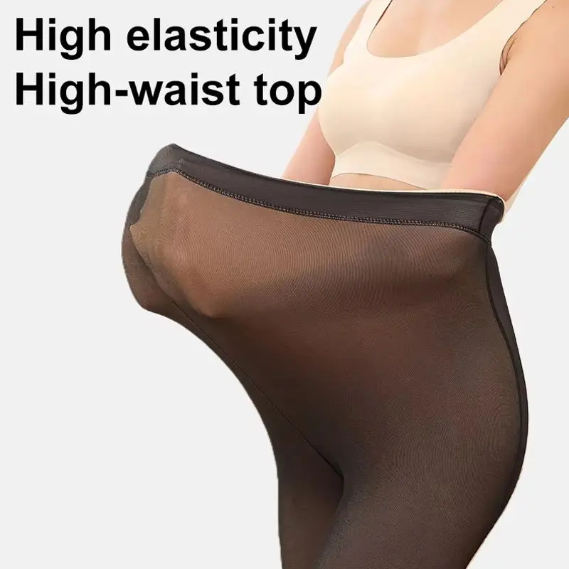 Fleece Lined Translucent Stockings JK Sexy Breathable Thick Pantyhose Elastic Slim Women Tights Simple Solid Casual Warm Legging