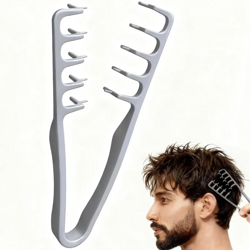 Men’s Wide-Tooth Hair Styling Comb, ABS Plastic, Textured Grip, Ideal for All Hair Types and Home Use