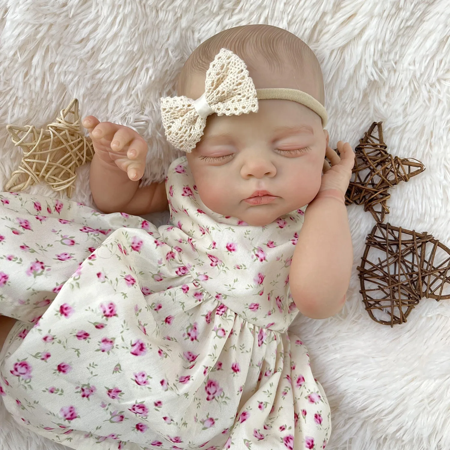

BZDOLL Asleep Reborn Baby Doll 19inch 48cm 3D Realistic Skin Cloth Body Premium Fashion Birthday Gift