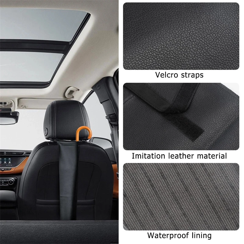 

2 шт., сумка для хранения автомобильного зонта, держатель из синтетической кожи, водонепроницаемая спинка автомобильного сиденья, аксессуары для автоматического уборки, экономия места