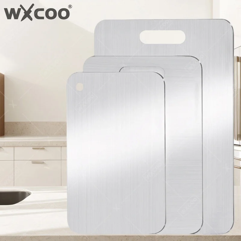 WXCOO Cutting Board Double Sided Kneading Dough Board Stainless Steel Chopping Board for Kitchen Tools Fruit Vegetables
