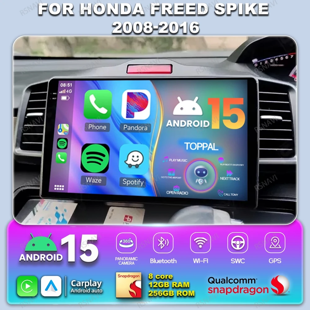 Car Radio Android 15 For Honda Freed Spike 2008 2009 - 2015 2016 BT 5G WIFI RDS Multimedia Autoradio Qualcomm 8 Core AUTO DVD