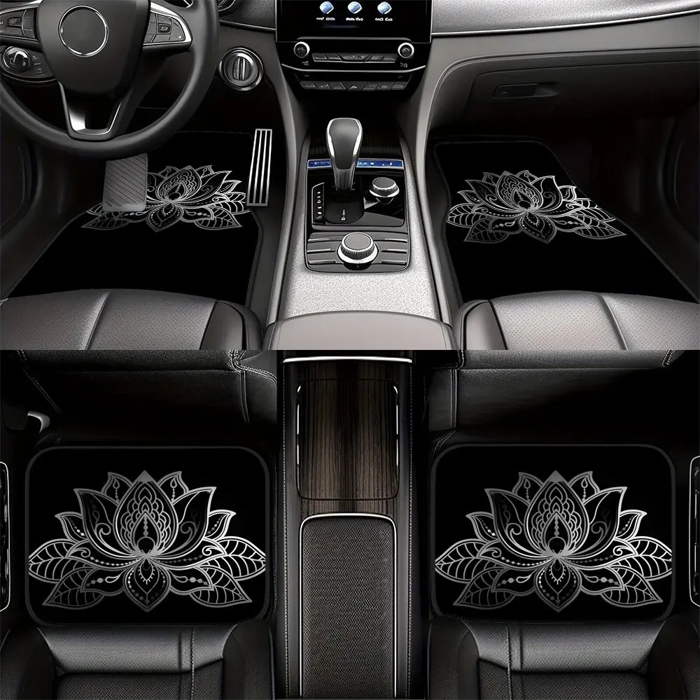 4pcs All-Weather Fit Car Floor Mats Set With Non-Slip PVC Top & Heavy-Duty Textured Design - Full Coverage For Driver/Passenger/