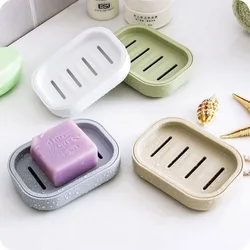 Portable Double-Layer Soap Dish with Drainage Cover Square Plastic Storage Box for Bathroom & Travel Use ﻿