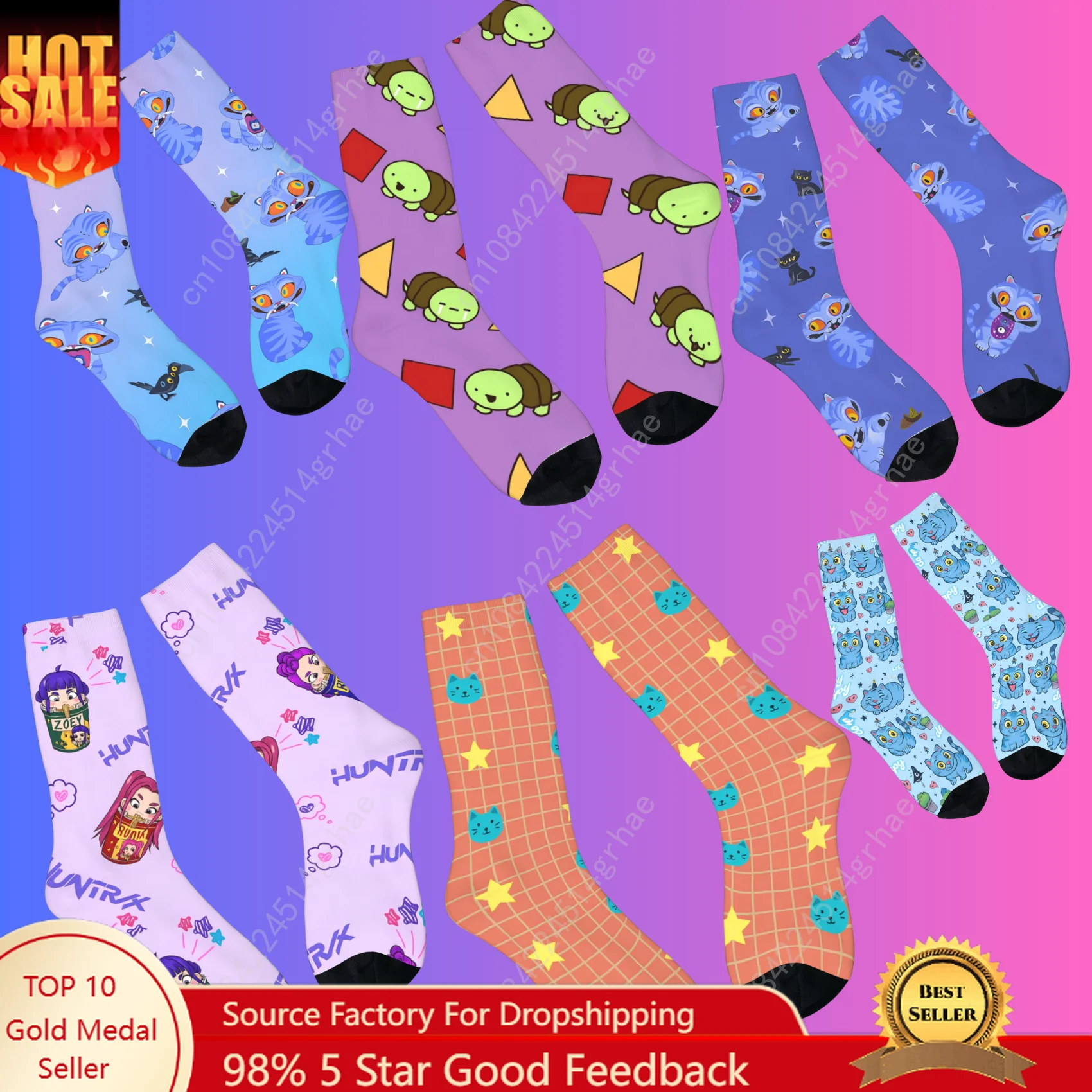 

Zoey Turtle Pajamas KPop Demon Hunters Stockings Women Men Socks Soft Funny Socks Autumn Skateboard Non Skid Pattern Socks