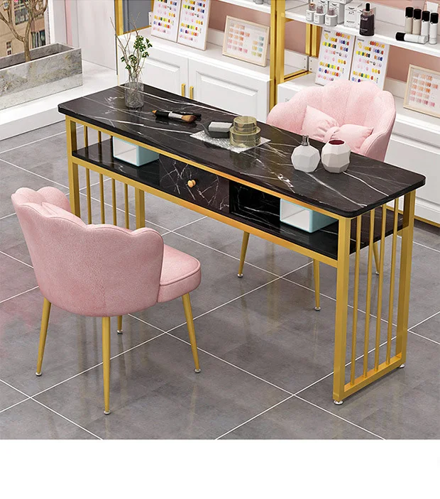 

High Quality Easy to Use Large Capacity Nail Table Beauty Salon Table Black Easy to Clean Table