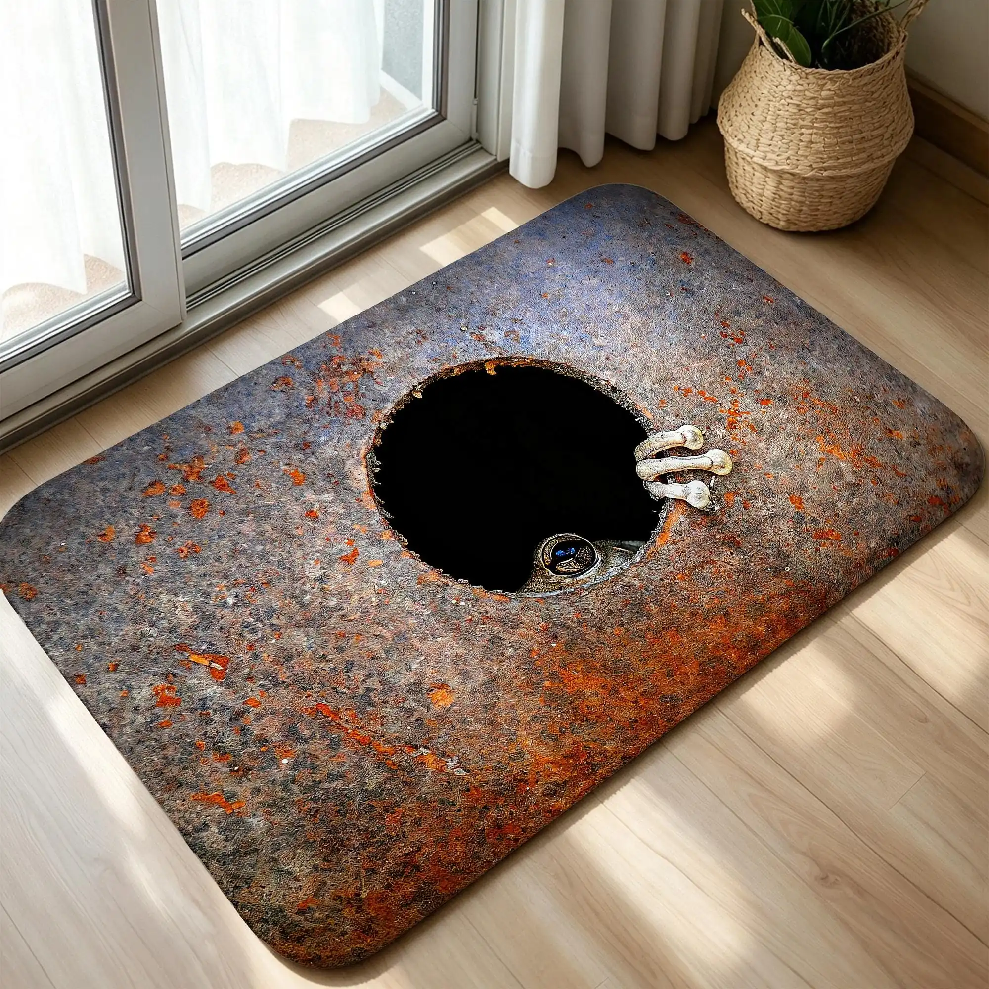 Funny Black Cat Area Rug 3D Peeking Kitten Doormat Animal Claw Welcome Rug Winter Floor Mat Living Room Bedside Floor Mat
