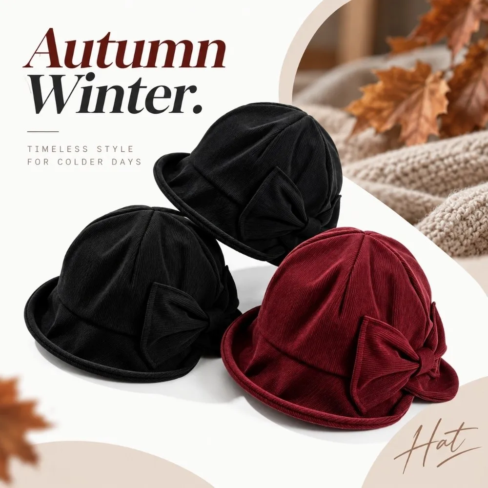 Slit Front Women's Bucket Hat Cold Resistant Warm Construction Vintage Bucket Hat Comfortable Fit Bow Bucket Hat Outdoor Wear