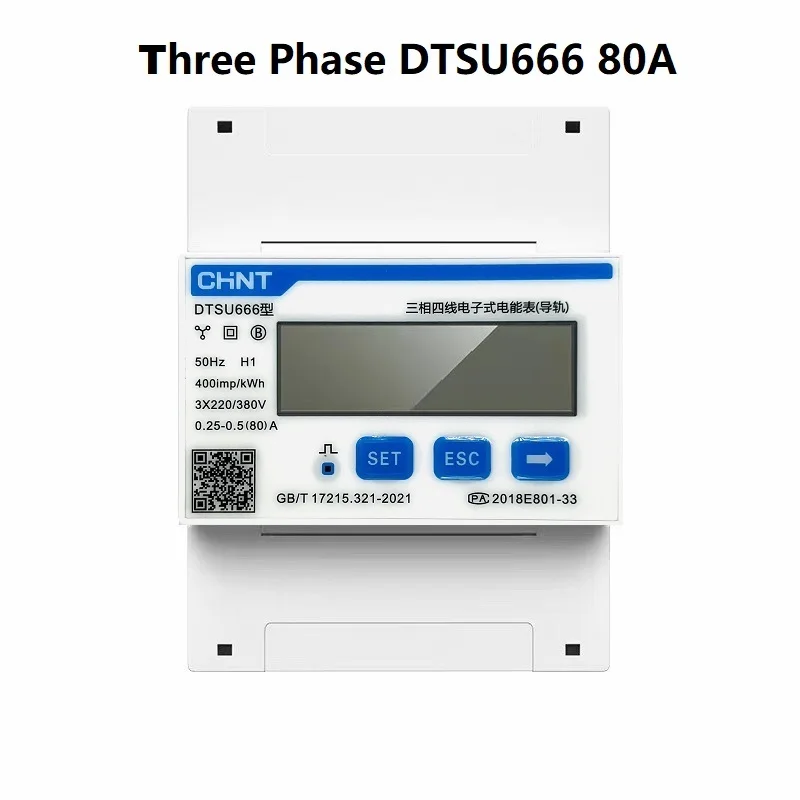 Imagem -02 - Chint Dtsu666 Multifunções Medidor de Potência Programável Vawkwhvar Modbus Rs485 Medidor de Energia Elétrica Inversor Solar pv