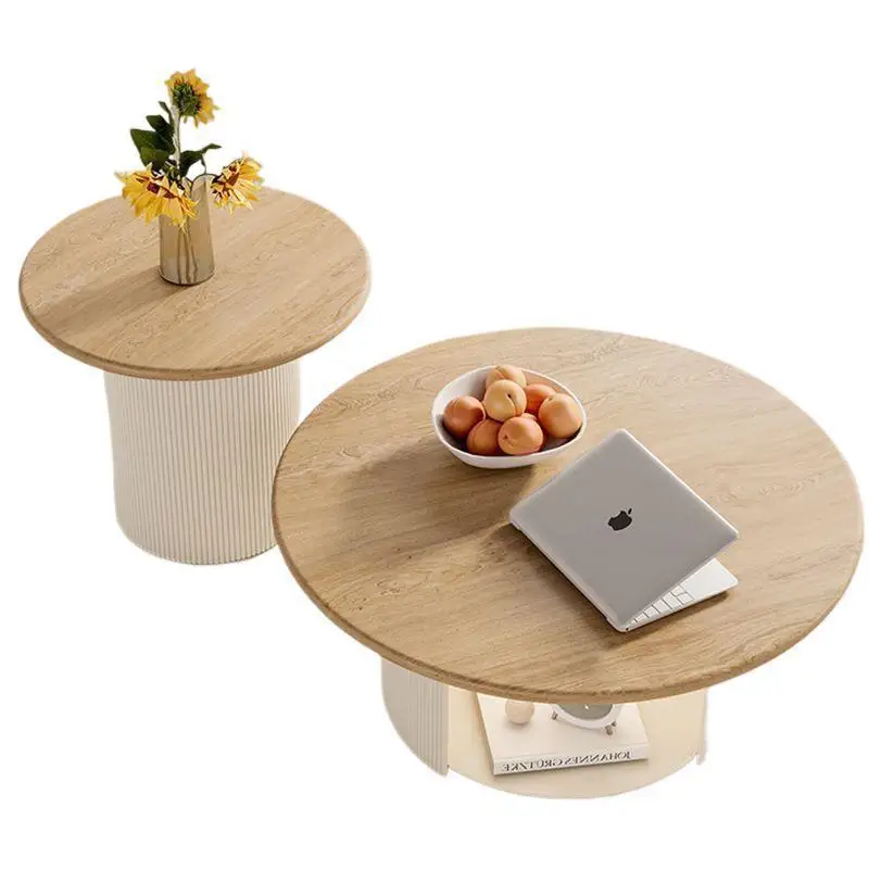 

French coffee table combination storage practical oval minimalist small apartment