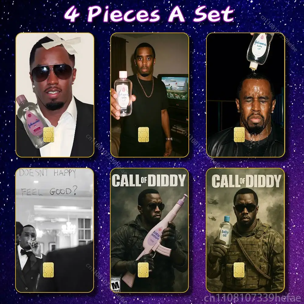 

P.D-Diddy B-Baby baby oil Bank Credit Cards Bus Pass Stickers Cool Decoration Waterproof 4PCS Card Protective Film