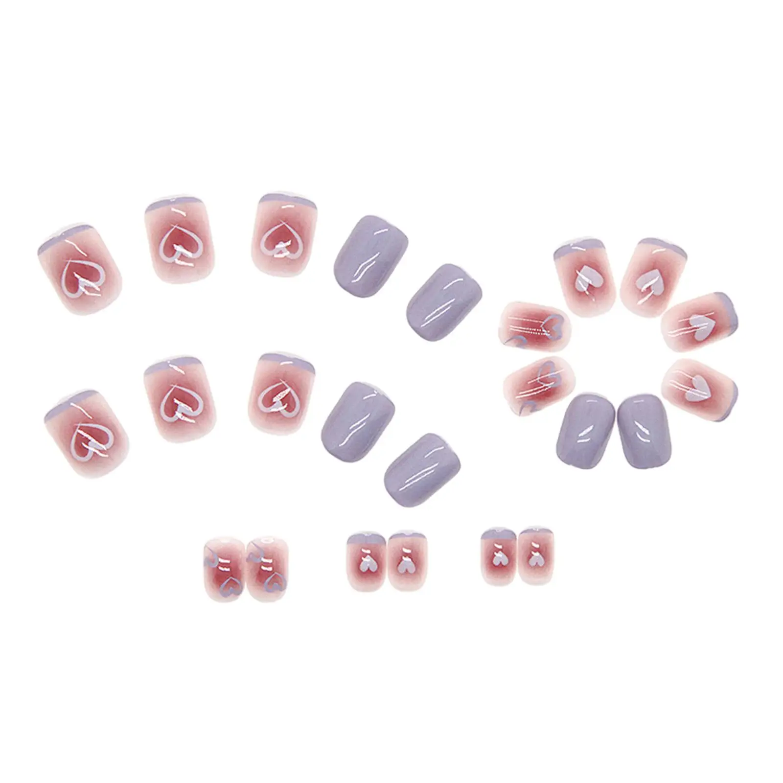 24x Valentine's Day Press on Nails Lightweight Cute Taro Purple Fashion Fake Nails Women for Anniversary Dating Wedding Festival