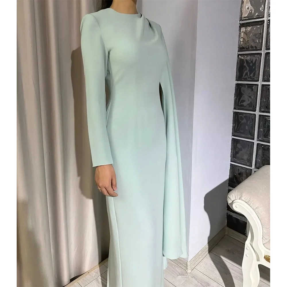 

Modest Prom Dresses Customized O-Neck Long Sleeve Elegant Simple Prom Gowns Straight Ankle Length Formal Party Dress 2025