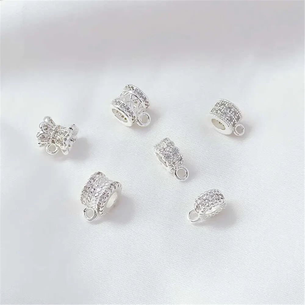 

Copper Plated with Thick Silver Slightly Inlaid Zircon Beads Small Waist Loose Bead Jewelry DIY Bracelet Necklace Accessories