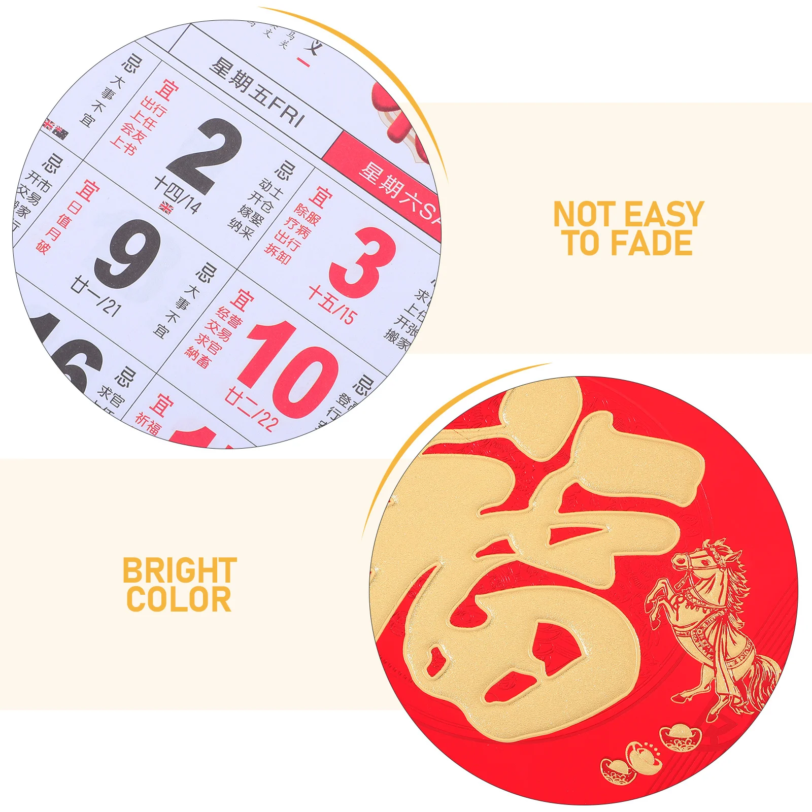 2026 Jahr des Pferdes Wandkalenders Mondneujahrsdekoration, 12-Monats-Sternzeichenplaner für das Heimbüro, Festival-Highlights,