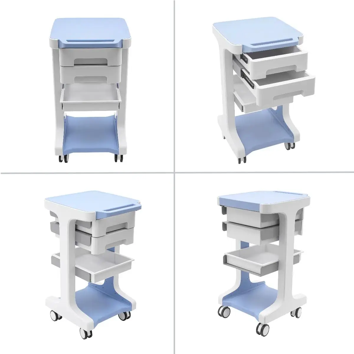 Carrinho profissional de salão de beleza com 3 camadas e 2 gavetas com rodas Carrinho utilitário com gavetas Carrinho de armazenamento móvel, carga máxima de 50 kg/110 lb,