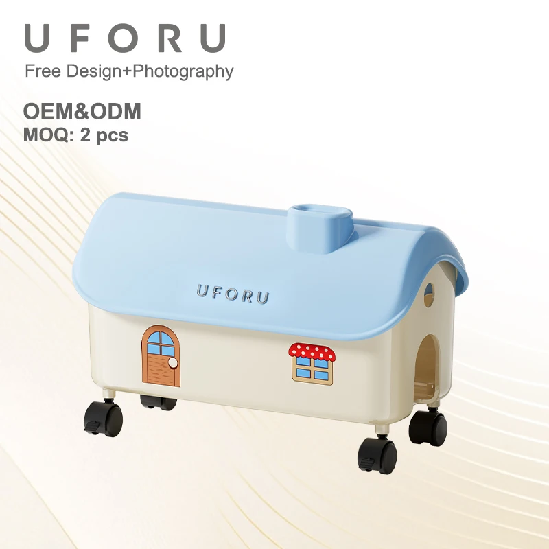 UFORU Toddler Proof Power Strip Organizer Cute House Large Capacity Baby Safe Anti Shock Cable Hider Box Living Room