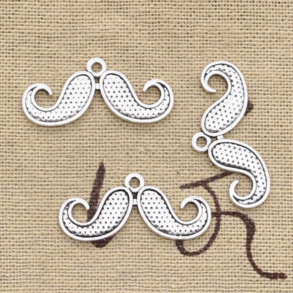 30pcs Charms Mustache Beard 13x30mm Antique Silver Color Pendants Tibetan Findings DIY Handmade Making Craft