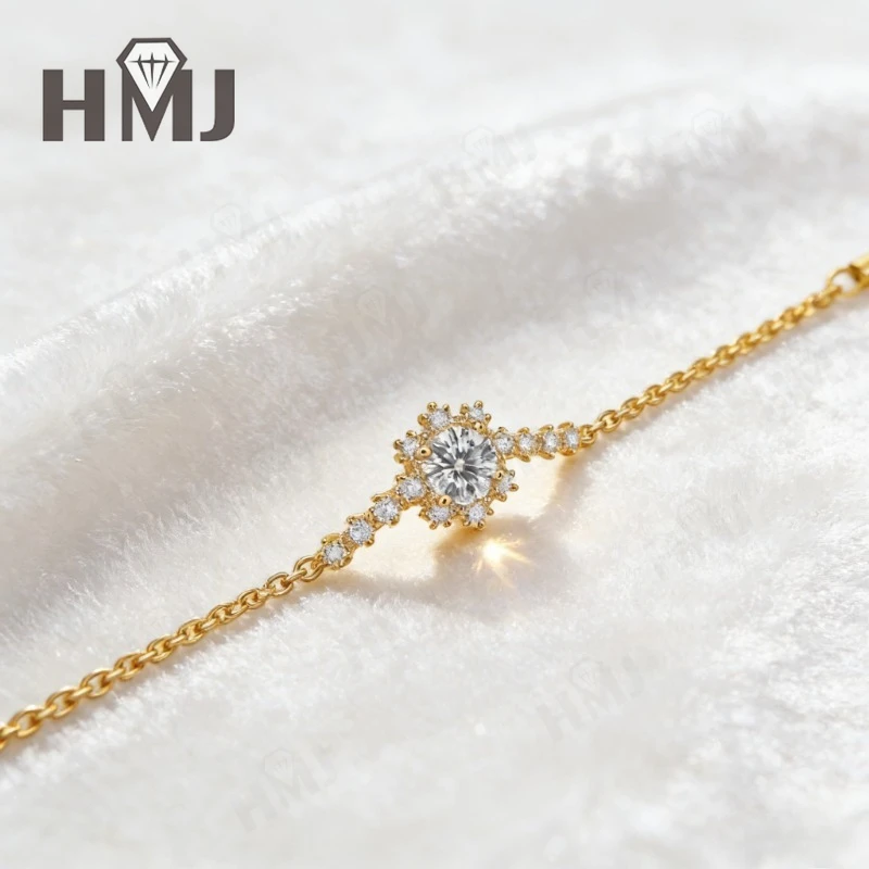 D-Farbe, 925er-Sterlingsilber-Armband, Moissanit, runder Schliff, versilbert, Weißgold, Modeschmuck, Geschenk für Frauen, Jahrestag – Detail 8