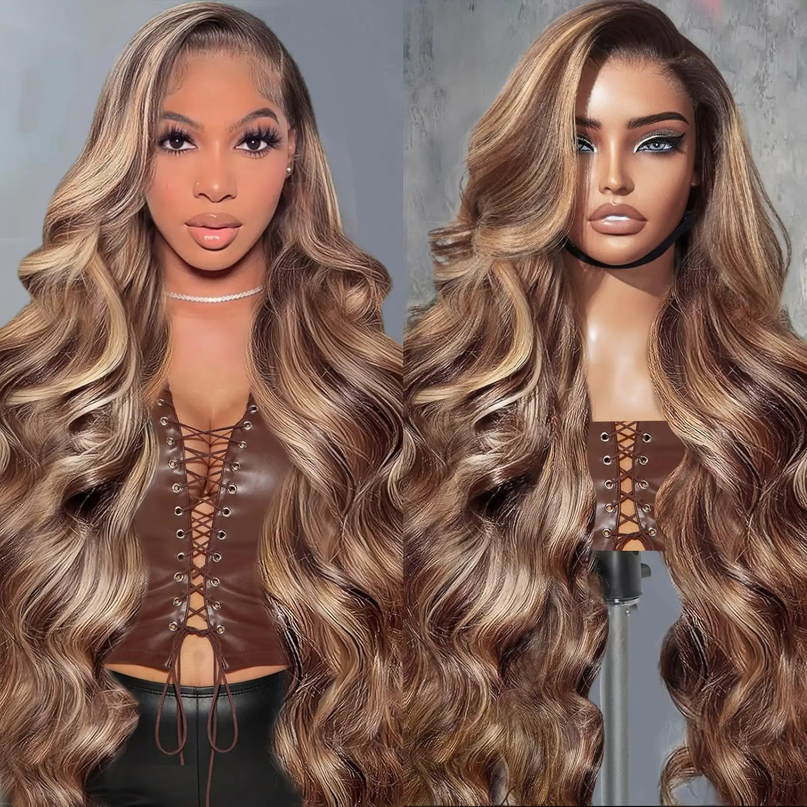 Body Wave 13x4 Hd Transparent Lace Front Wig Colored Highlight Human Hair Wigs For Women Brazilian 4/27 Blonde Pre Plucked Wigs image 5