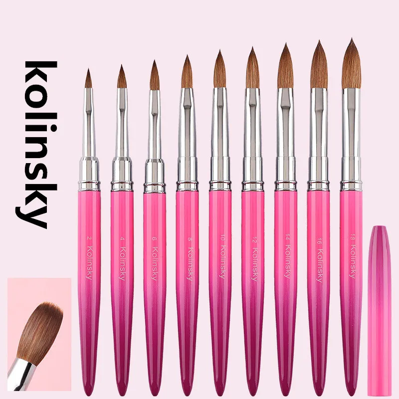 1個入り コリンスキー毛 ネイルアートブラシ アクリル UVジェル カービングペンブラシ 液体パウダー DIY ネイルペイント 描画ツール サイズ2-18