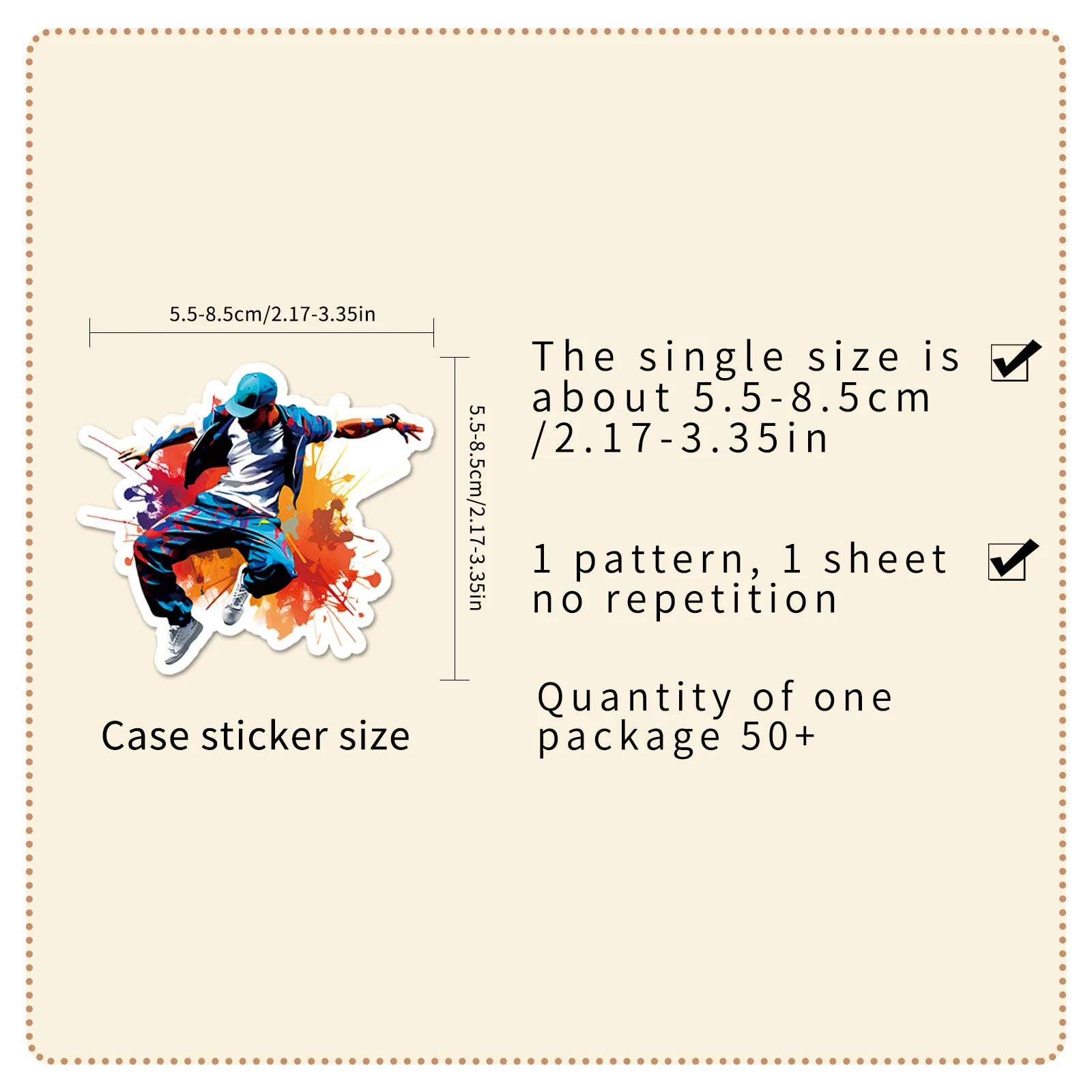 50Pcs Dance Hiphop Series Cartoon Cute Waterproof Sticker Skateboarding Snowboard Retro Vinyl Sticker