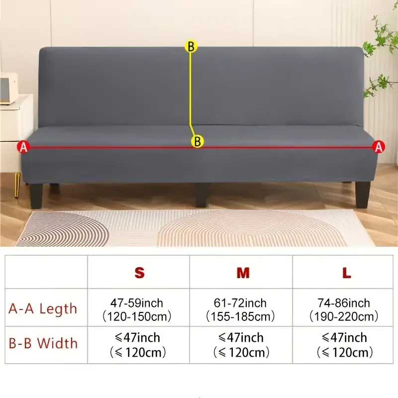 Solid Color Armless Sofa Cover All-inclusive Sofa Bed Cover Washable Dust-proof Sofa Protective Case for Living Room Home Decor