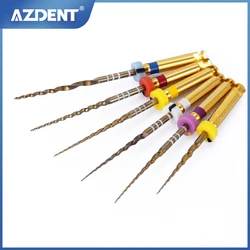 AZDENT 6 sztuk/pudło Dental pilniki endodontyczne 25mm SX-F3 złoty stożek NITI pilnik obrotowy silnik użyj 150-300 obr./min 1.5-3N.cm narzędzia stomatologiczne