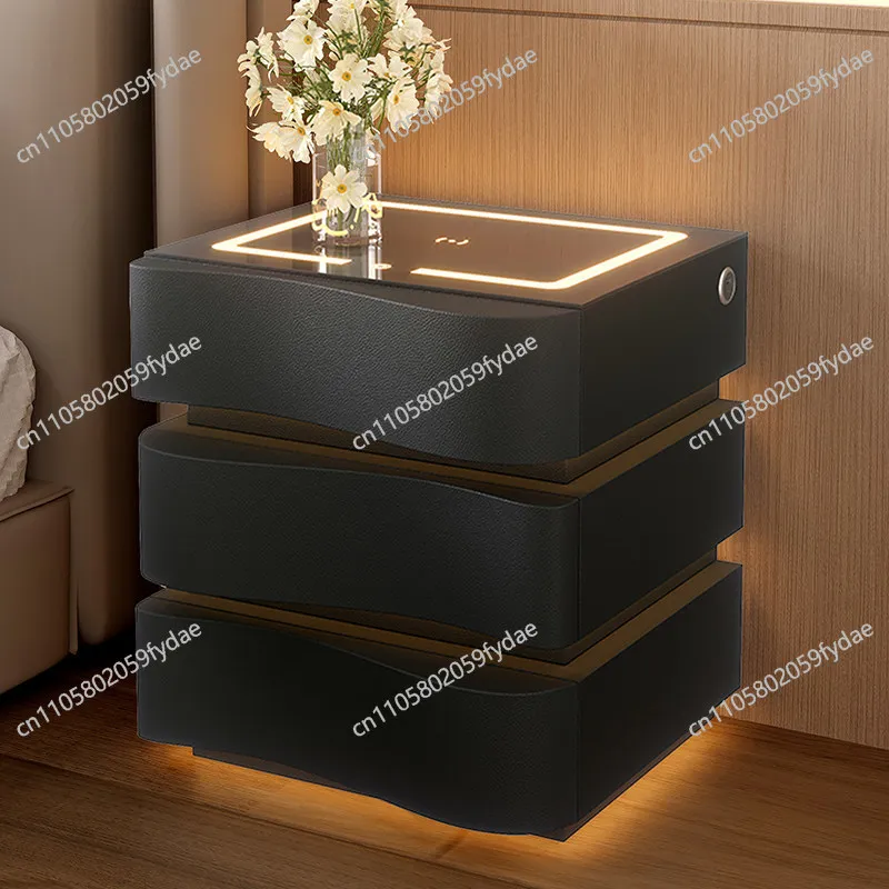 Three-Pump Smart Bedside Table, High-End Creative Home, Simple Modern Multi-Functional Bedroom with Sensor Light