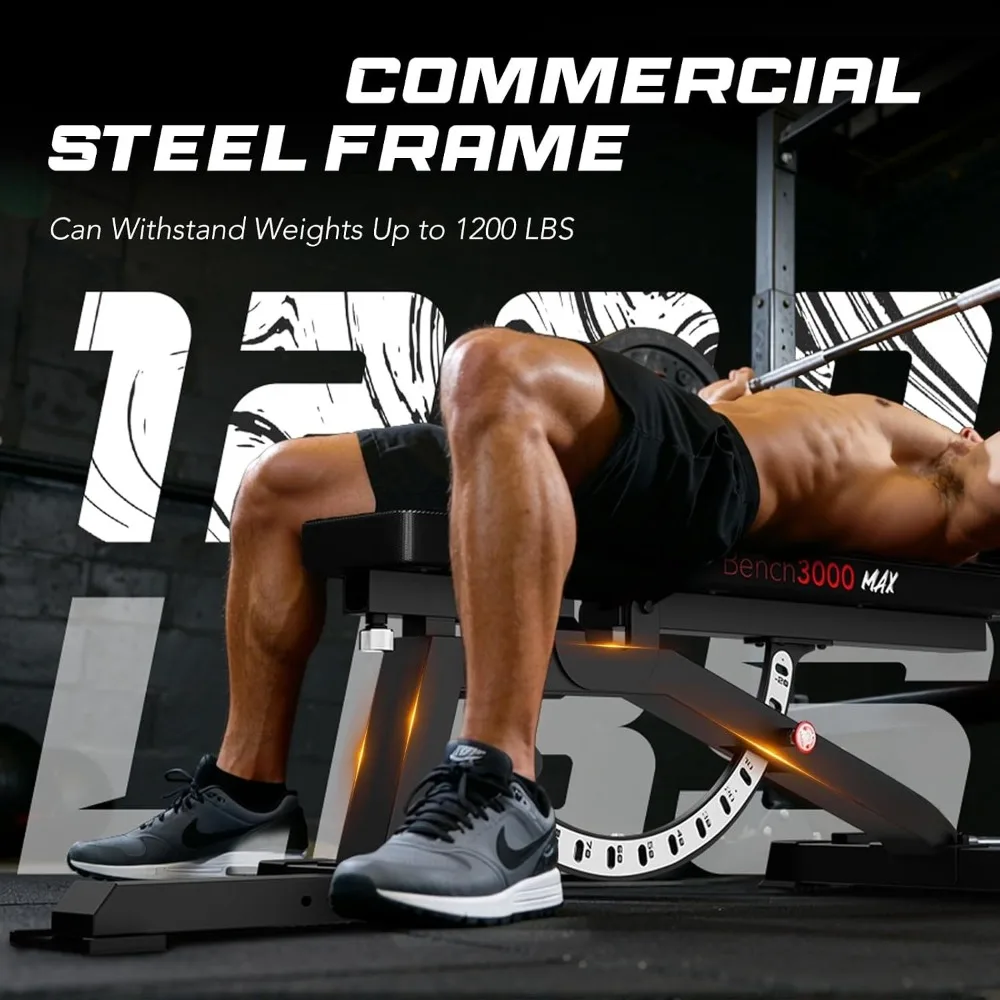 1200lbs Weight Bench with Leg Extension, Preacher Curl & Adjustable Flat/Incline/Decline for Home Gym, Custom