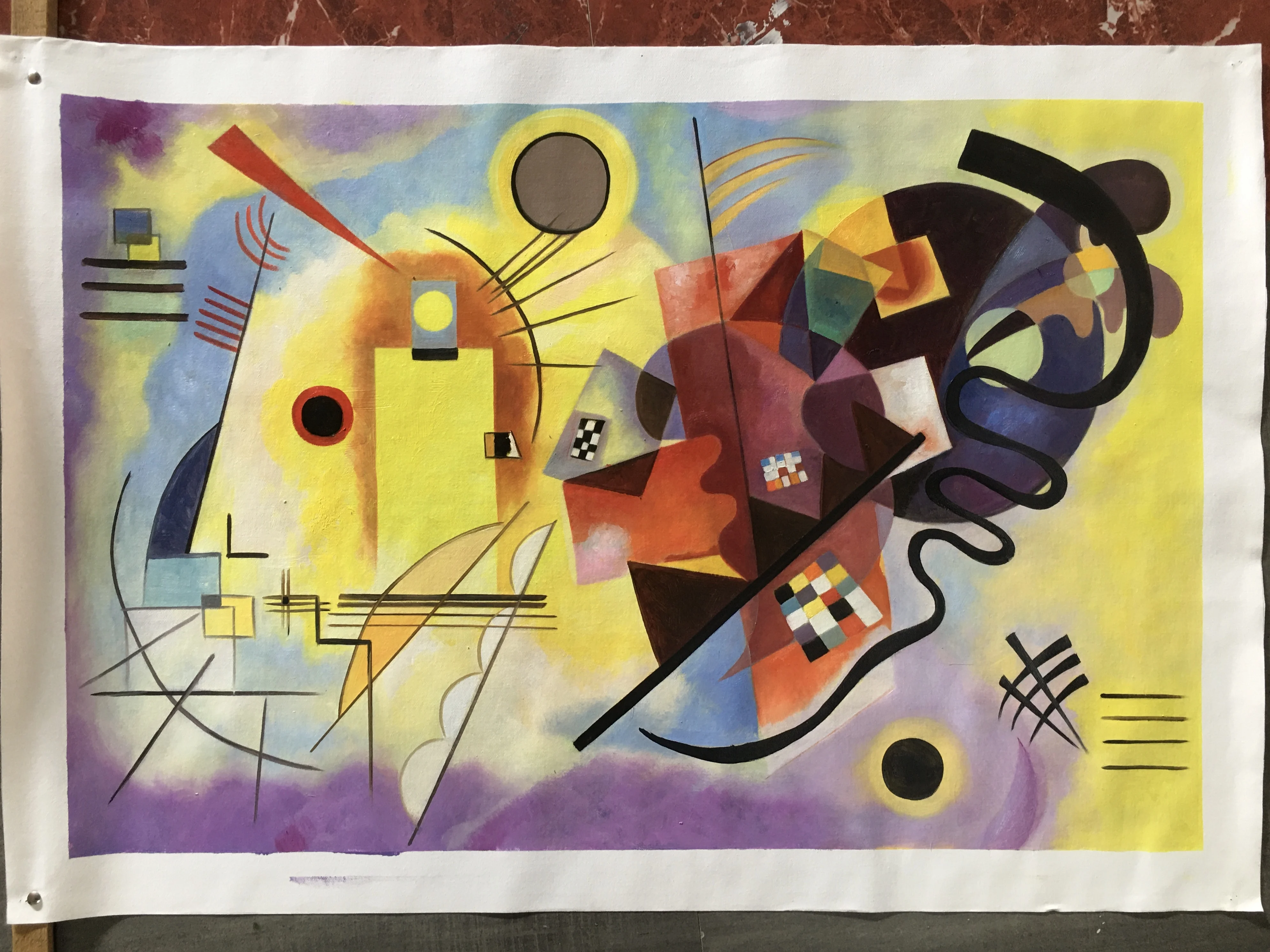 100% handmade Oil Painting reproduction on linen canvas,Yellow Red Blue 1925 by Wassily Kandinsky,Free Shipping,Museam quality