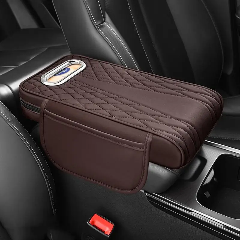 Center Console Organizer Armrest Tissue Holder For Car PU Leather Multifunctional Passenger Seat Side Storage With 2 Pockets