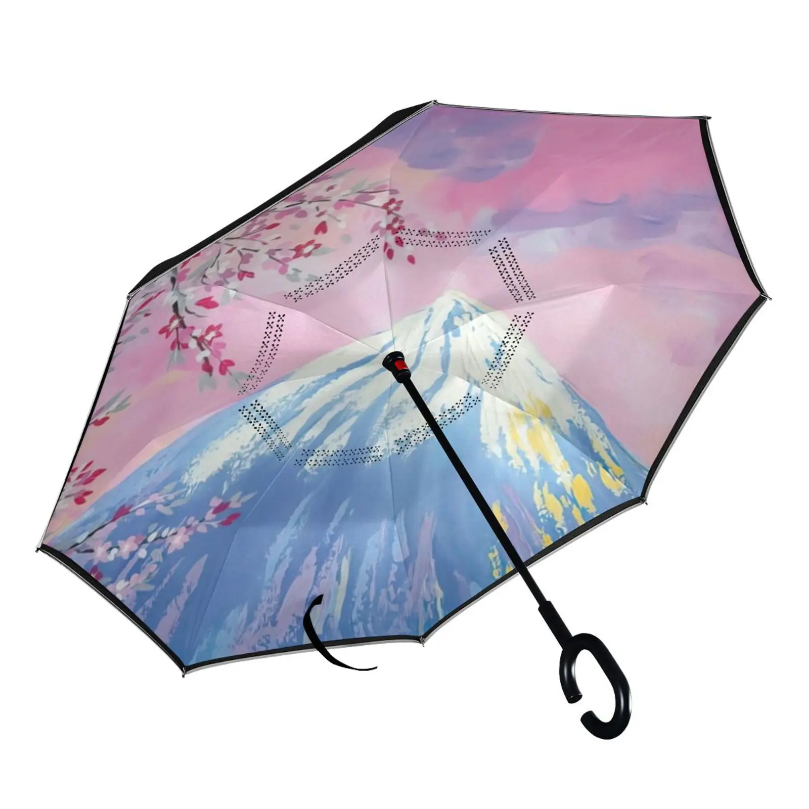 

New Inverted Reverse Umbrella, Upside-down Folding Umbrella with C-Shaped Handle Windproof Double Layer Upside Rain Umbrellas