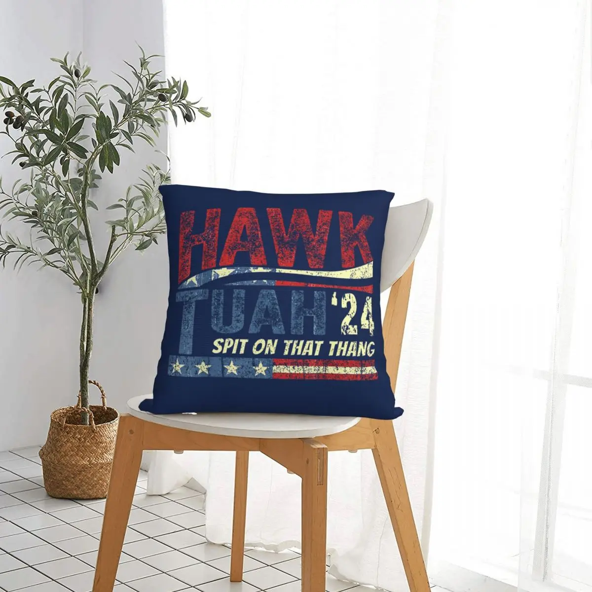 Hawk Tuah Spit On That Thing Viral Election Parody Pillowcase Cushion Cover Gift Funny Pop Meme Throw Pillow Case Cover Sofa