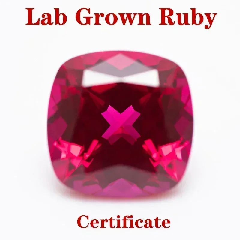 

Lab Grown Ruby Square Cushion Shape Red Colour VVS1 Selectable AGL Certificate Gemstone Charms Beads Diy Jewelry Making Material