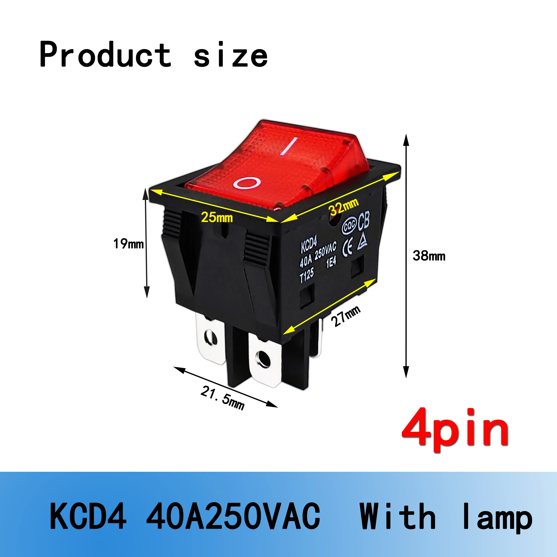 1 /5 PCS 30/40A 250V AC High Current,ON/OFF,Special For Eelding Machine KCD4,Sterling Silver Point,Rocker Power Button Switche