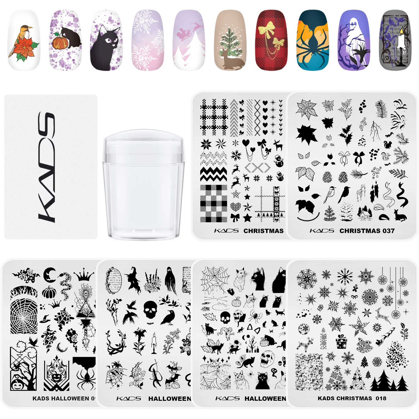 11Pcs/Set Nail Art Stamping Plates with Stamper Gel Polish Art Decoration Stencil Template for Nails Manicure Accessories Tools