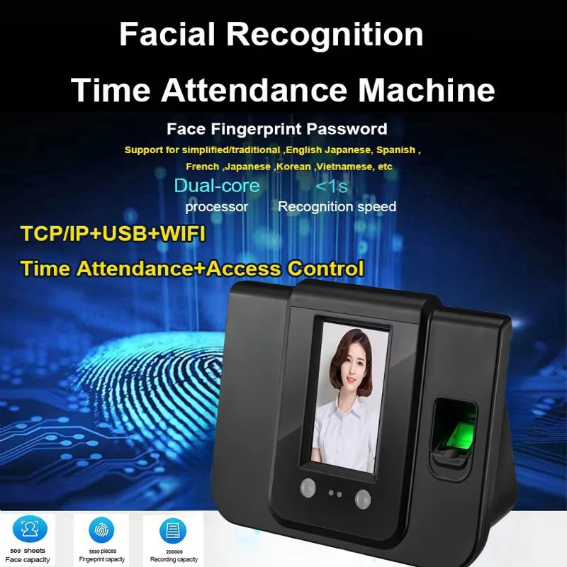 X5 with WIFI examiner USB fingerprint facial facial recognition RFID card staff time clock time recorder system door system all-