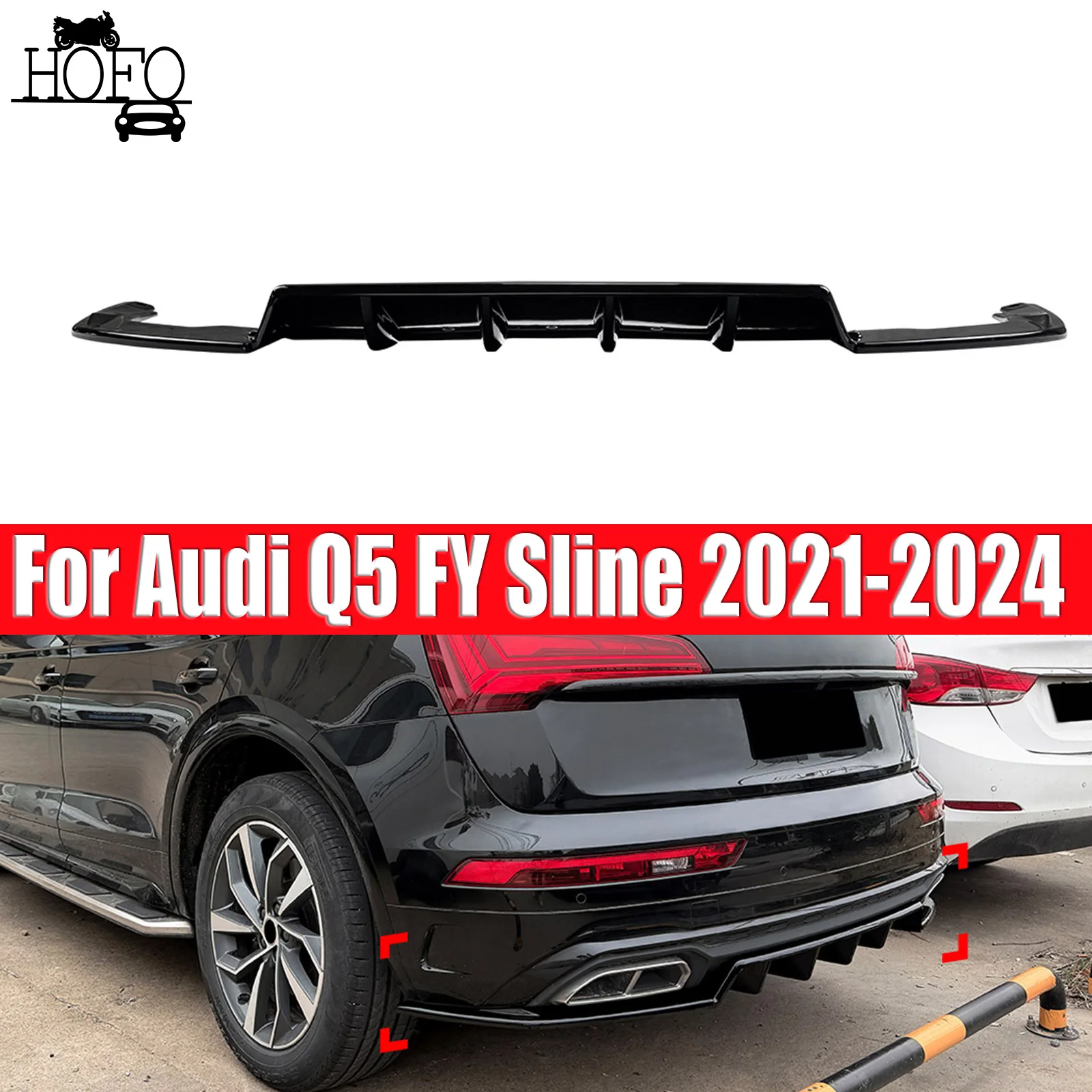 3PCS Rear Bumper Diffuser Lip Kit Cover For Audi Q5 FY Sline 2021-2024